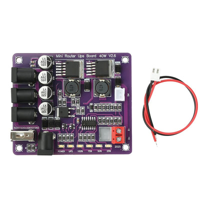 Mini Router UPS Uninterruptible Power Supply Board 40W 11.1V Battery Charging Board 4-Channel Power Module Output USB DC Port
