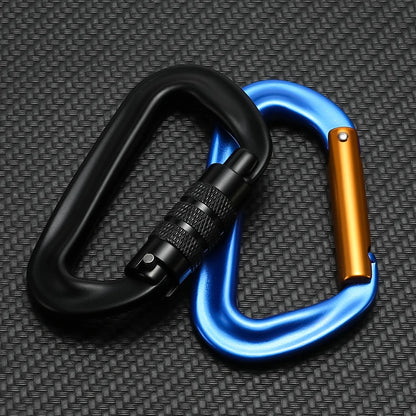 CLIWIZ 12KN Professional D-Shaped Aluminum Carabiner Key Hooks Lip Camping Keyring Snap Hook Outdoor Hiking Tool