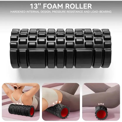 EVA Foam Yoga Roller Column, Deep Tissue Muscle Massage Stick for Back Waist Leg Fitness Pain Relief Training Tool