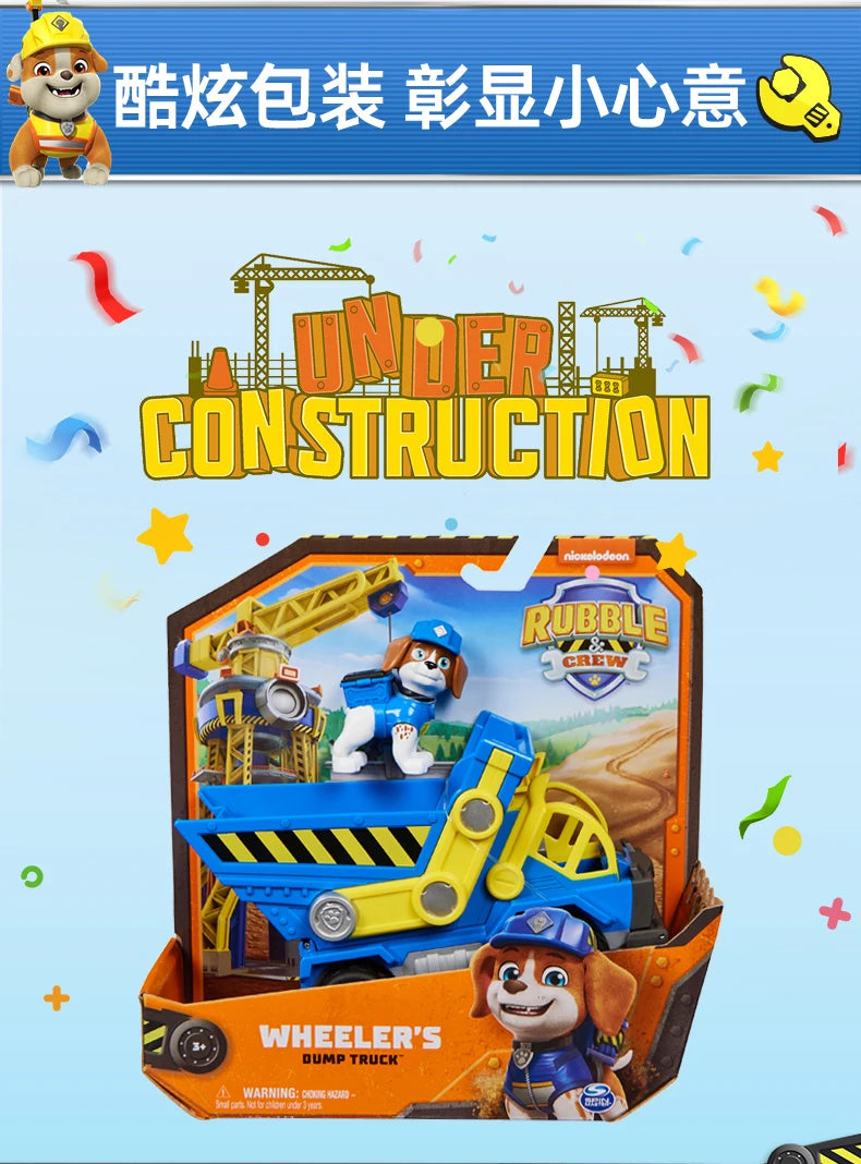 100% Genuine Paw Patrol Rubble & Crew Toy Wheeler Mix Charger Action Figure Doll with Collectible Figures Kids Toy Birthday Gift