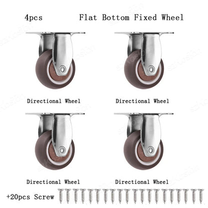 4PCS Furniture Wheels 1~2inch Caster Heavy Universal Mute Wheel 360° Swivel Rubber Roller for Trolley Chair Office Desk Chair