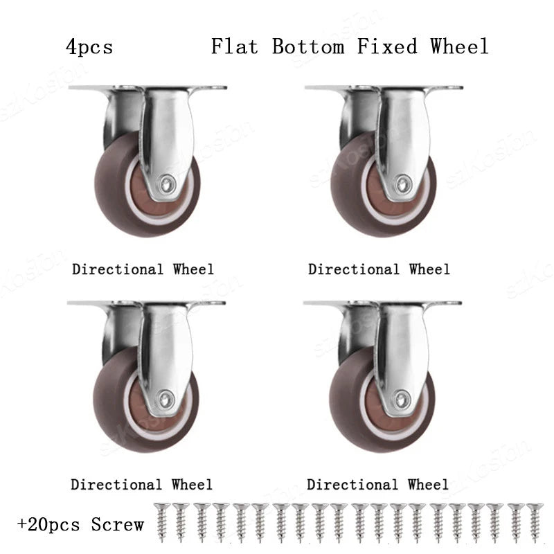 4pcs 1 1.25 1.5 2 Inch Furniture Caster Soft Rubber Universal Wheel Swivel Caster Roller Wheel For Platform Trolley Accessories