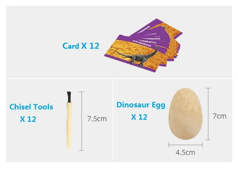 12PCS Archeological Dinosaur Egg Dig Kit Fossil Excavation Toy Teens Adults Scientific DIY Mining Multiplayer Party Favors Gifts
