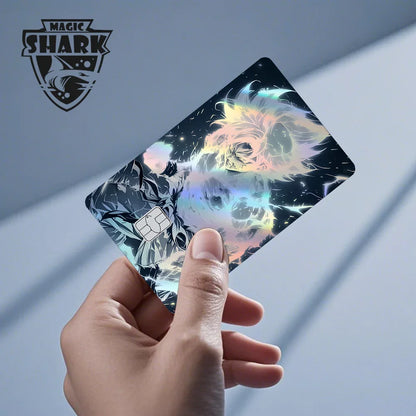 Magic Shark Anime Goku Vegeta Trunks Laser Holographic Shinny Skin Cover Sticker Film for Debit Credit Card