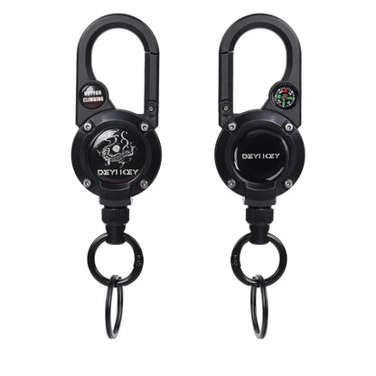 Rope Retractable Pull Reel Steel Wire Carabiner Key Chains Buckle Holder Outdoor Sporty Keychain Multiple Tool Anti-Theft