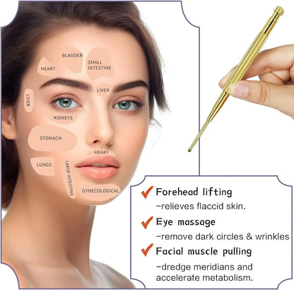 Facial Reflexology Massage Tool Retractable Acupuncture Pen Double Headed Spring Ear Care Tool Point Probe Pen Massager for Face