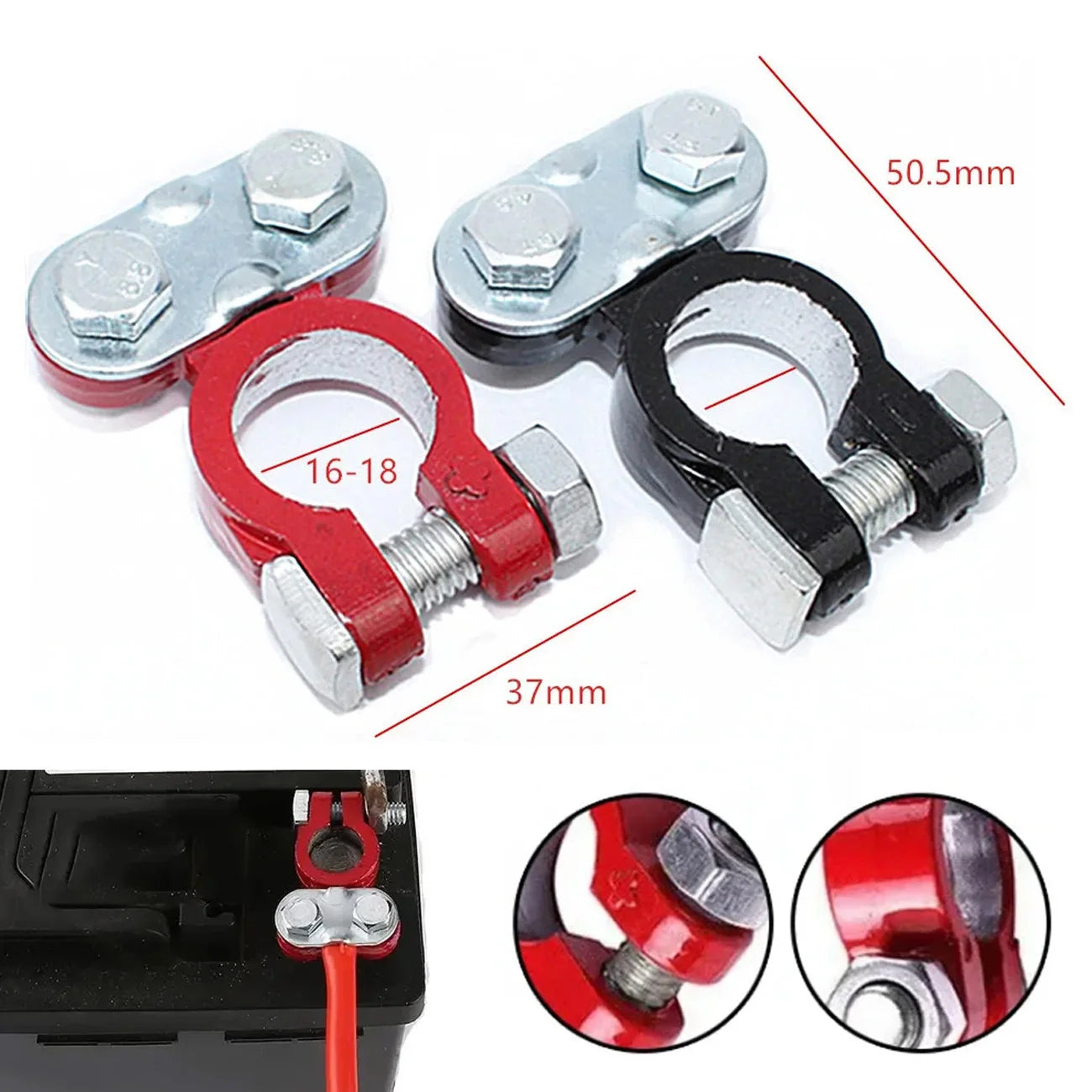 2Pcs Car Battery Terminal Connectors Quick Release Disconnect 12V 24V Positive Negative Battery Cable Ends for SAE/JIS Type Car