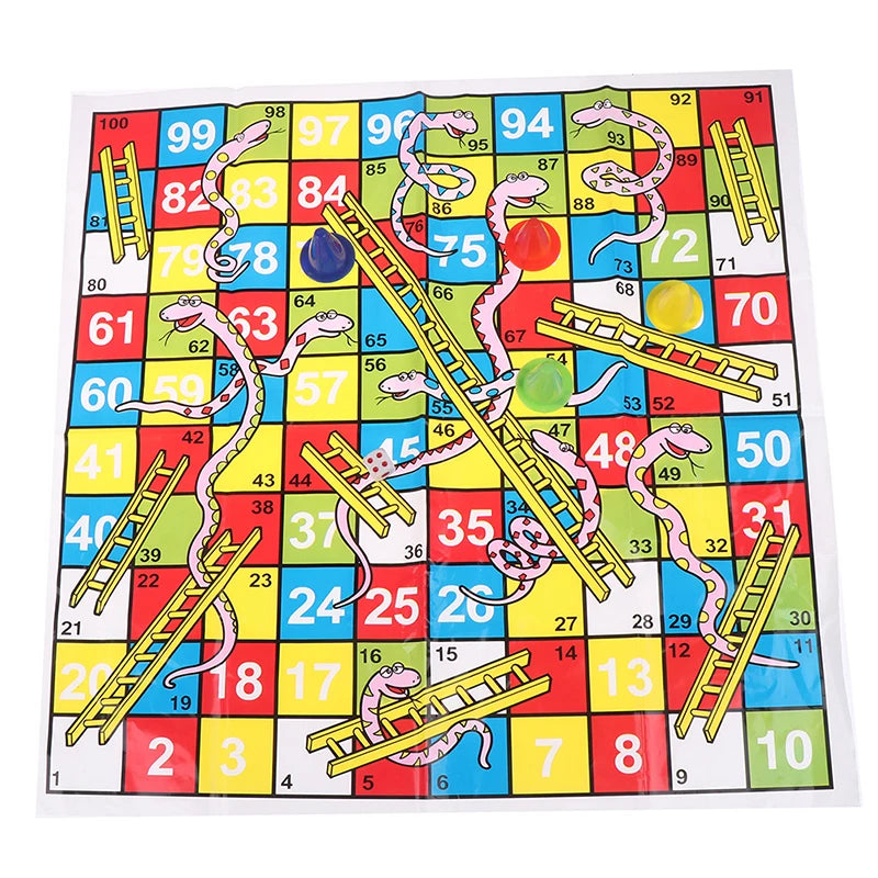 1Set Snake Ladder Educational Kids Children Toys Interesting Board Game Set Portable Flying Chess Board Family Board Game