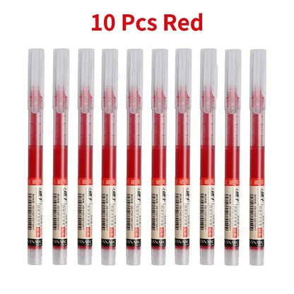 10Pcs High Quality Needle Type Gel Pen Straight Liquid Ballpoint Pens Perfect Kawaii Stationery for School/Office Writing Supply
