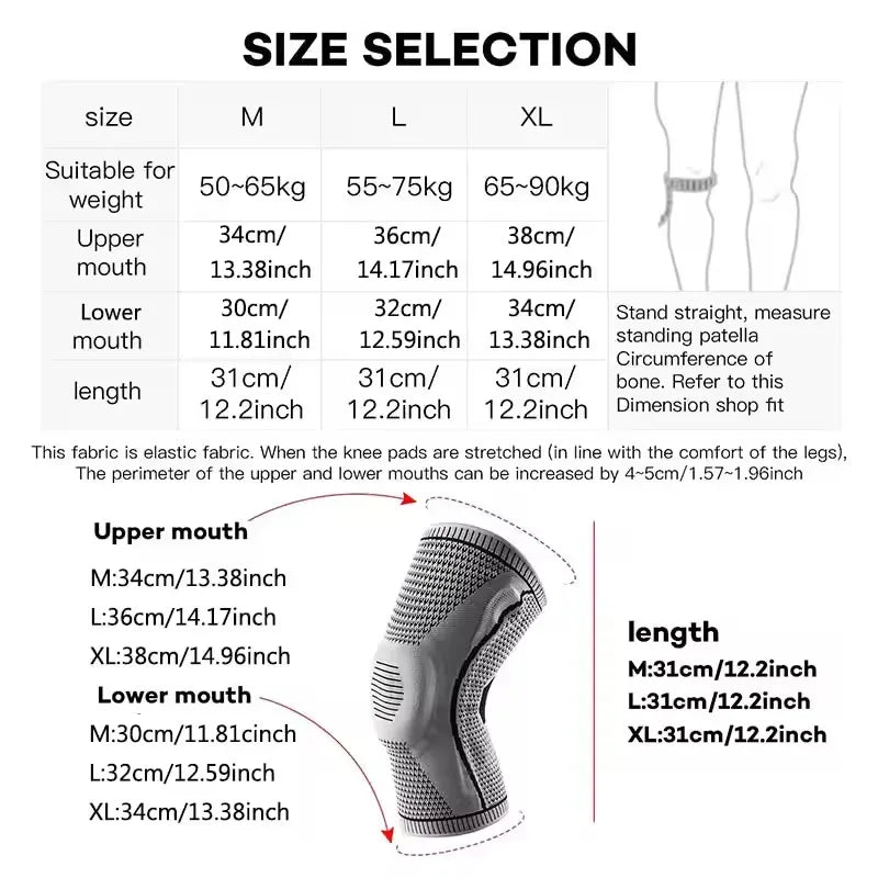 1 PCS Silicone Compression Protection Sport Knee Braces Knee Pads Strap Patella Medial Support Meniscus Basketball Running Prot