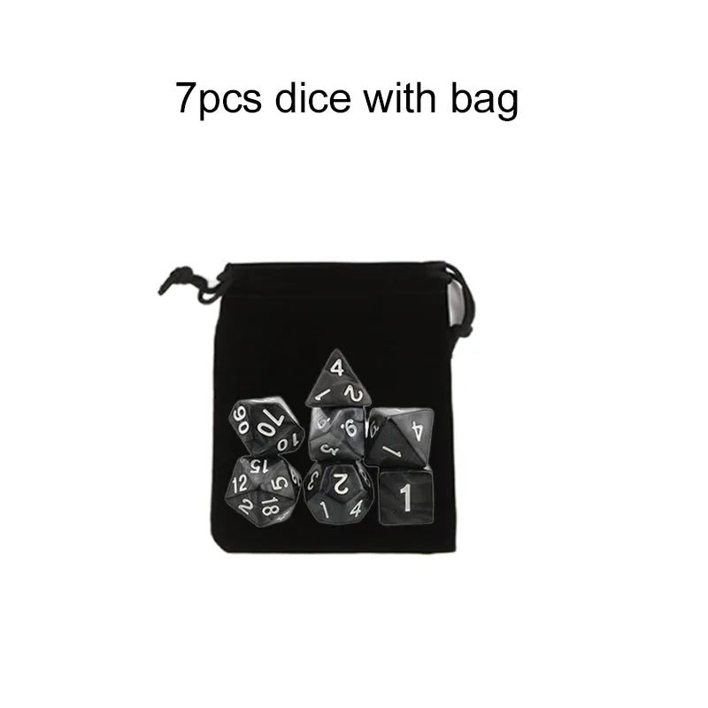 7pcs/set Multicolour Dice Set Multiple Colors Polyhedral RPG DND Role Playing Dragons Board Game Multiple Dice With Bags TMZ