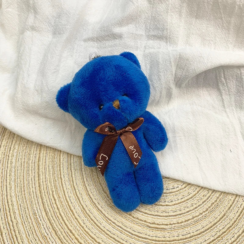 30pcs New 21Color Mini Bear Plush Doll Keychain 12cm Cute Colorful Bear Animal Stuffed Toys For Girl Bag Pendant Children Gifts