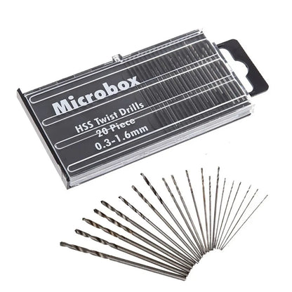 20Pcs Drill Bits For Precision Crafts Jewellery Watch Repair Model Making Hobby Work Electronics 0.3mm-1.6mm Mini HSS Spiral Dri
