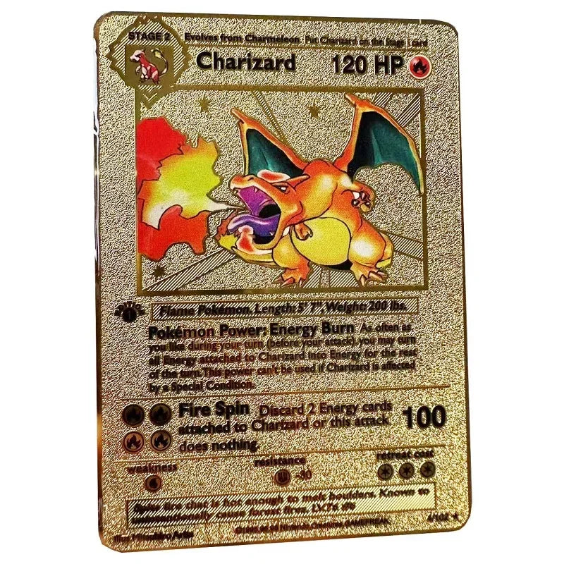 Cartão de metal pokémon 10000 pontos arceus charizard raichu super cartão dourado inglês mewtwo vmax gx ex presente de natal