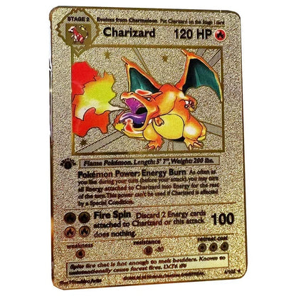Cartão de metal pokémon 10000 pontos arceus charizard raichu super cartão dourado inglês mewtwo vmax gx ex presente de natal