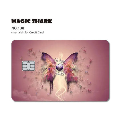 Magic Shark Flower Butterfly Bear Wing No Fade PVC Film Skin Cover Sticker for Bank Debit Credit Card