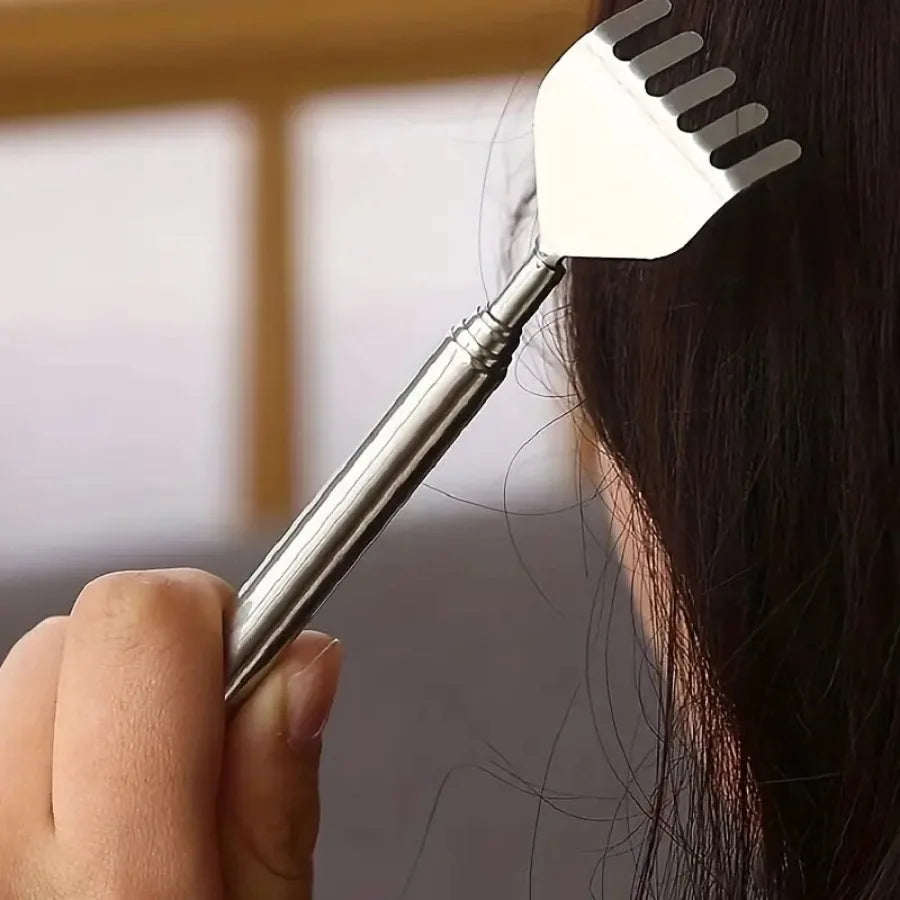 silvery Telescopic Back Scratcher,  Portable Extendable Stainless Steel  Scratchers for Men Women ，Mothers Gifts，Gifts For Men，G