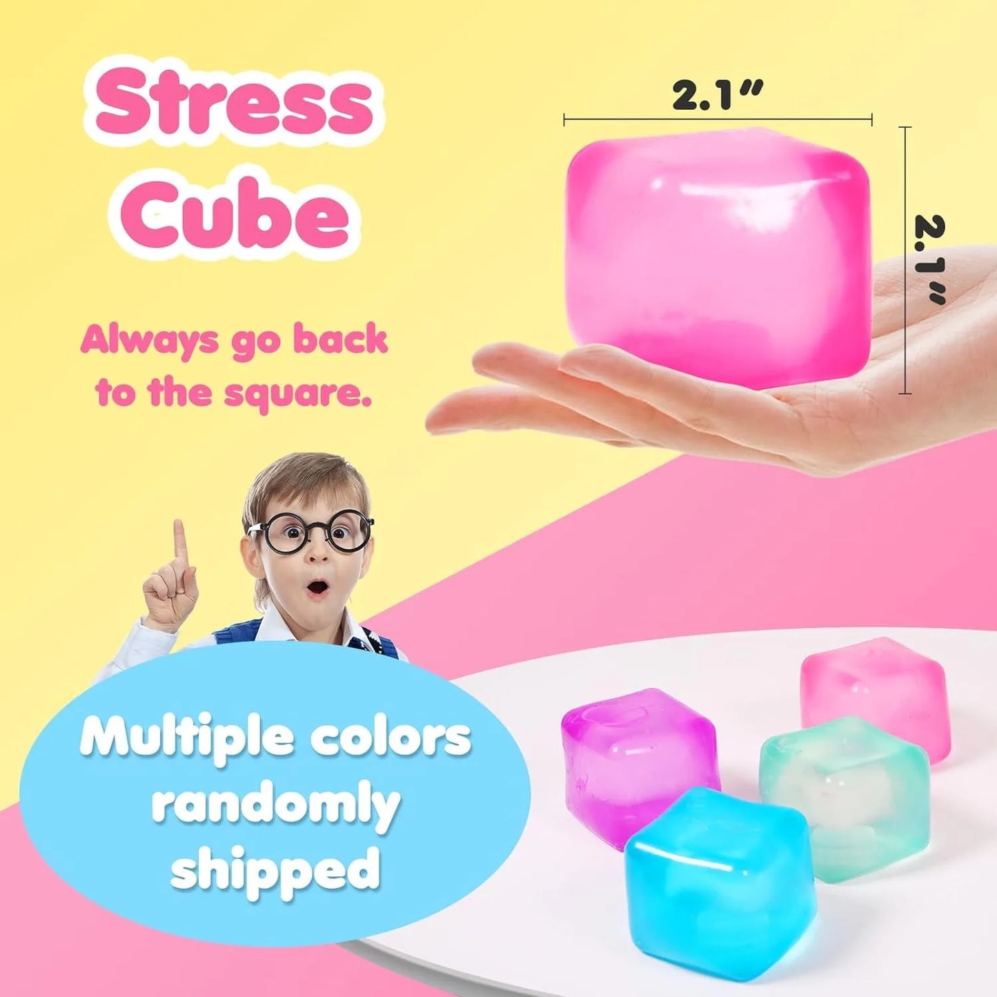 3Pcs Squishy Ice Cube Fidget Toy Square Shape Squishy Stress Ball Squeeze Toys Stress Relief Sensory Toy For Kids Adults Gift