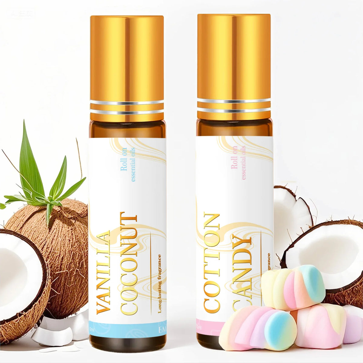 2PC/1PC Vanilla Coconut Cotton Candy Marshmallow Roll-On Fragrance Oils Long-Lasting Fragrance Gift To Friends