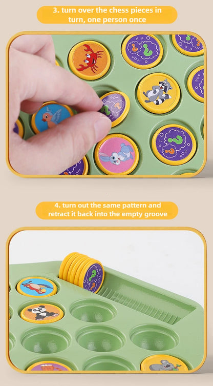 Kids Battle Chess Educational Toy Observation Concentration Training Fun Animal Flip Chess Parent-child Interactive Game Toys