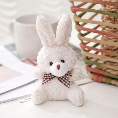 10cm Soft Stuffed rabbit Plush Toys Mini Bow-tie sitting bunny Dolls Small Gift for Party Wedding Keychain Pendant Teddy Doll