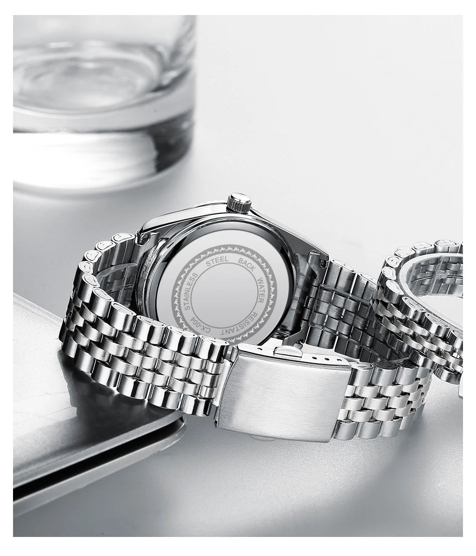CHENXI 004D Men Quartz Watches Luxury Stainless Steel Waterproof Luminous Date Casual Wristwatch for Male