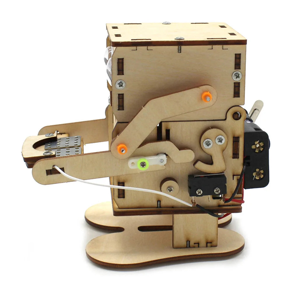 Robot Eating Coin Wood DIY Model Teaching Learning Stem Project Kit for Kid Science Experiment Education Toy Wooden Assemble Kit