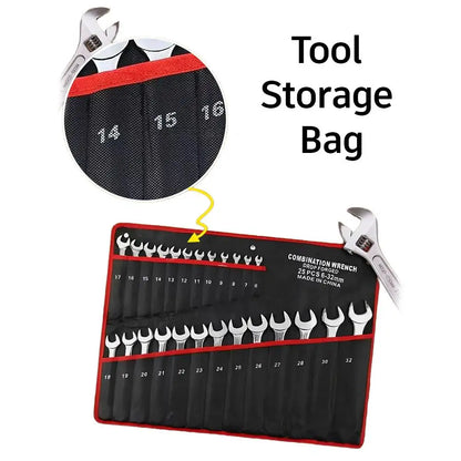 25 Slots Wrench Storage Roll Up Bag Portable Heavy Duty 6-32mm Woven Tool Organizer Pouch Tool Storage Bag Wrench Holder