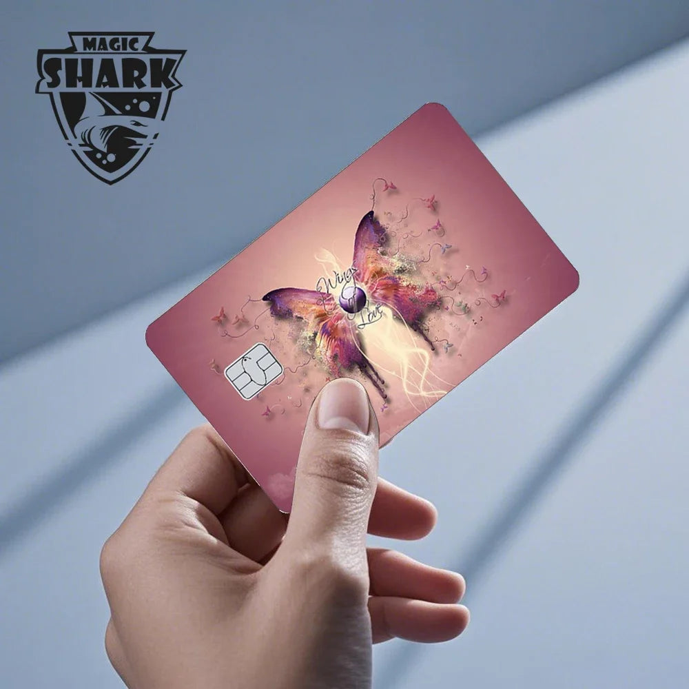 Magic Shark Flower Butterfly Bear Wing No Fade PVC Film Skin Cover Sticker for Bank Debit Credit Card