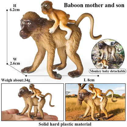 Oenux Simulation Wild Animal Chimpanzee Orangutan Gorilla Tree Sloth Monkey Model Action Figures Garden Miniature Decoration Toy