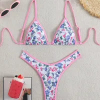 2026 new style boxer shorts mesh three-piece women's swimsuit neck lace-up bikini set