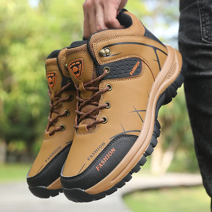 Retro Men Hiking Boots for Spring Autumn Comfort Breath Anti Slip Hiking Shoes Outdoor Camping Waterproof Work Shoes Sizes 39-46