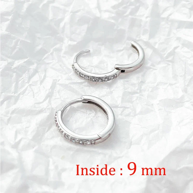 2PCS Stainless Steel Minimal Crystal Zirconia Hoop Earrings Gold Silver Color Small Huggie Cartilage Earring Piercing Jewelry