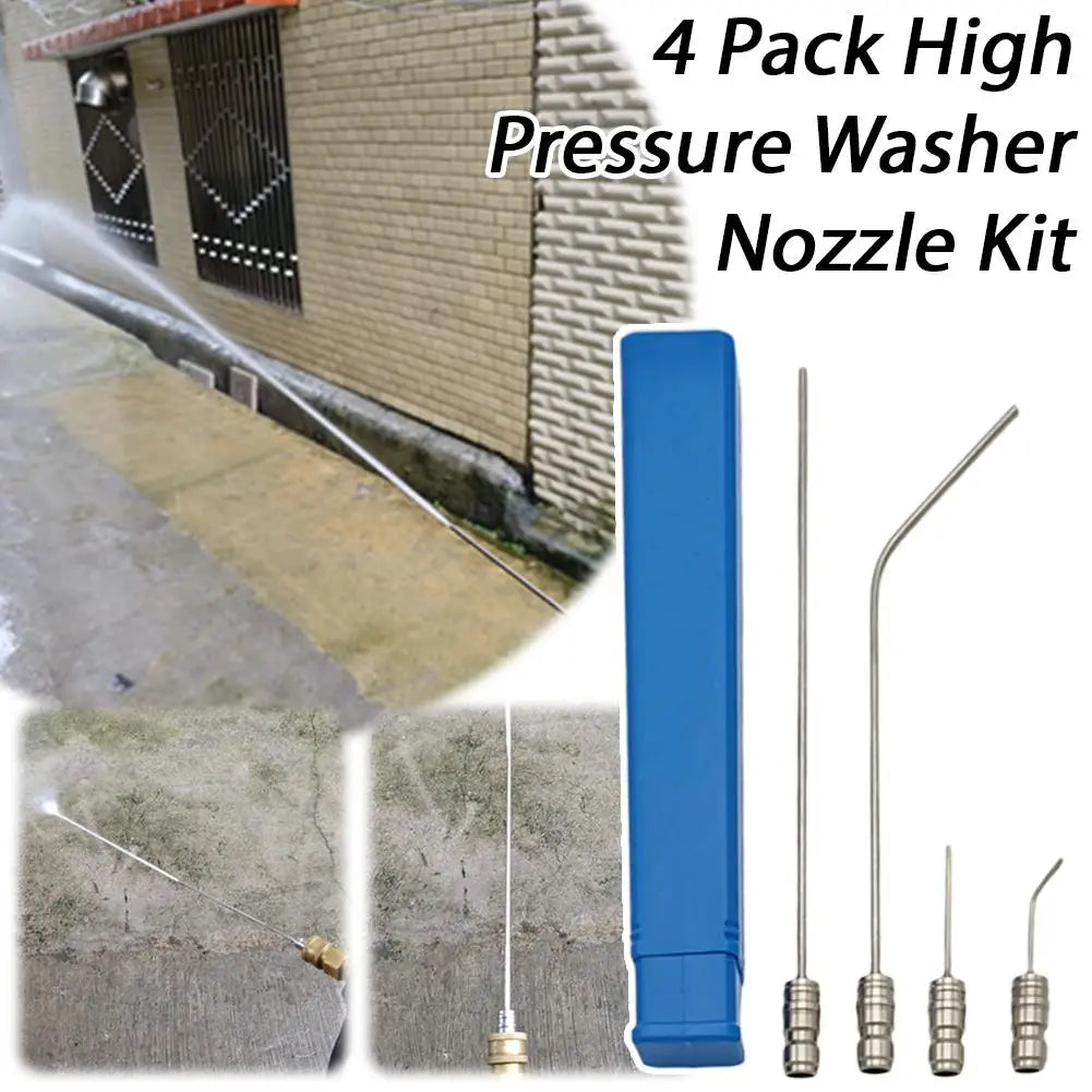 4Pc Cleaning Nozzle Water Gun High Pressure Needle Nozzle Straight/Side Jet For AC & Car Washer Tanks Gap Deep-Cleaning