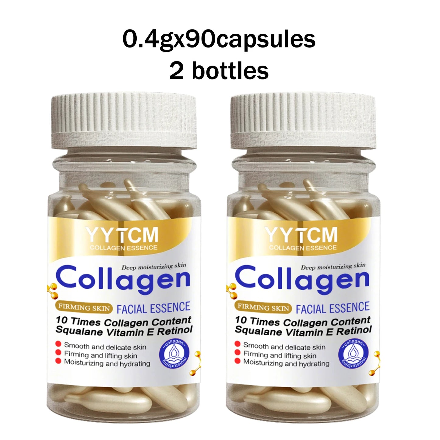 Collagen Firming Capsule Essence, Moisturizing and Smoothing the Skin, Contains Plant-Based Squalane, Retinol, and Vitamin E Deep Hydration Essence (0.4Gx30 Capsules)/Bag-1 Bag