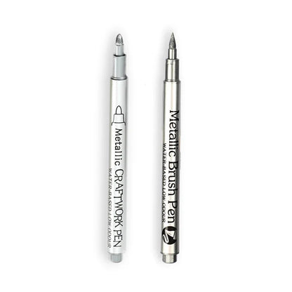 2/1Pc Brush Metallic Marker Pens Gold Silver Color Permanent Art Marker For Manga Crafts Scrapbooking School Stationery Supplies