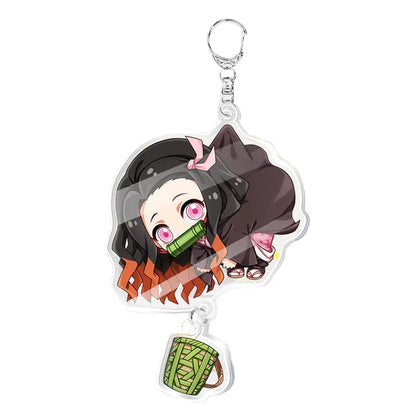 5pcs Demon Slayer Pendant Kimetsu No Yaiba Blade of Ghost Keychain Acrylic Bag Pendant Car Key Chain Gift Accessories gift
