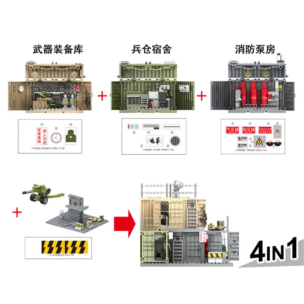 World War 2 WW2 Army Military Soldiers SWAT Police Container Weapon Cannon Base Model Building Blocks Bricks Children's Toys