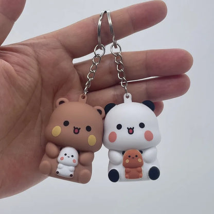 Bubu Dudu Say I Love You Voice Toys Keychain Yier Panda Bear Glowing Anime Figures Phone Ornament Bag Decoration Couple Gifts