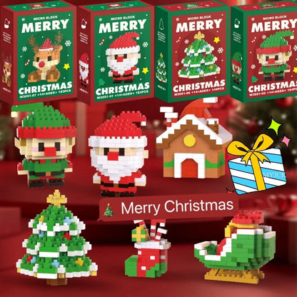 Christmas Gifts Micro Building Block Series Santa Claus Reindeer Puzzle Assembling Bricks Table Decoration Toys Kids