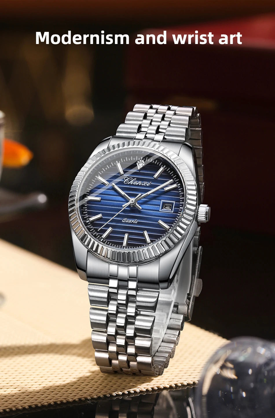 CHENXI 004D Men Quartz Watches Luxury Stainless Steel Waterproof Luminous Date Casual Wristwatch for Male