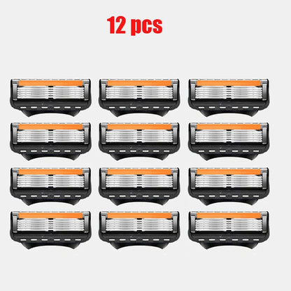 4/12/24 Pcs 5-layer Men's Razor Fusion Pro Power Shaving Shaver Male Face Beard Hair Trimmer 5 Layer Blades Replacement Refills