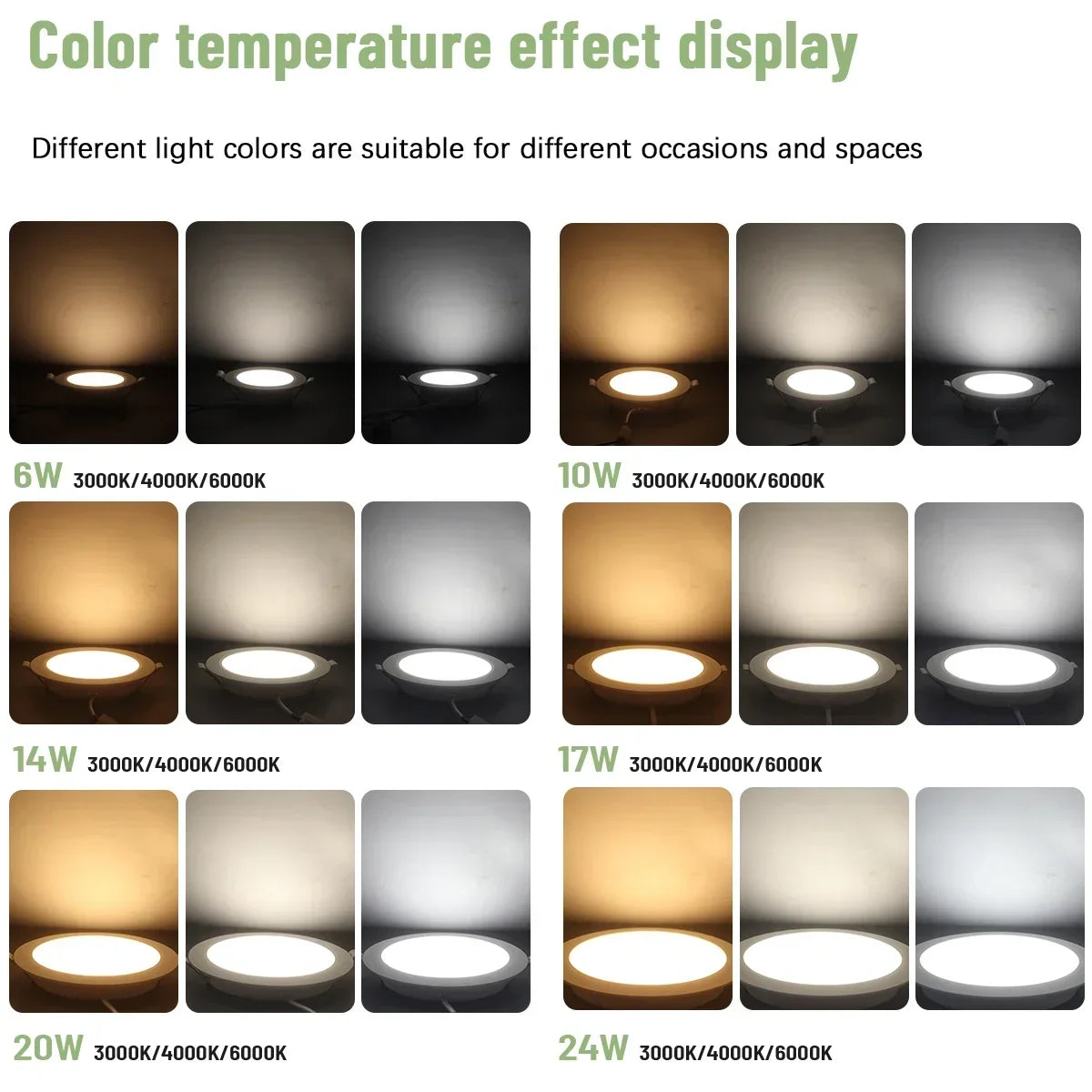 1-10pcs/lot Recessed Led Downlight Round Leds Panel Light 120V 220V 3000K-6000K 10W 20W 24W Spot for Foyer Indoor Lighting