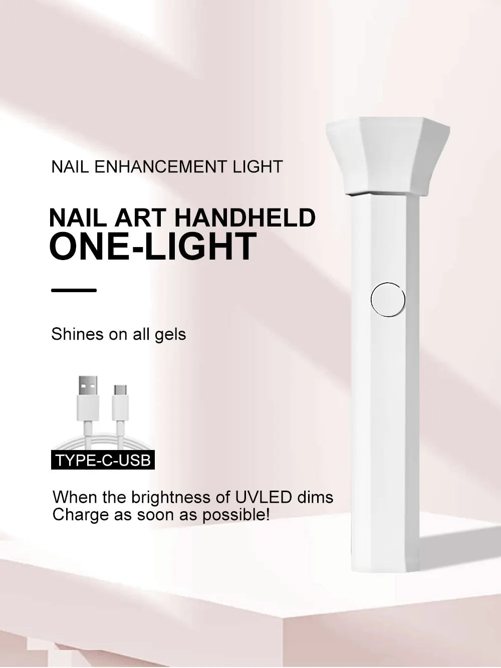 Rechargeable Portable UV LED Nail Lamp - Gel Polish Drying Desk Stand Light Support Base for Nail Art