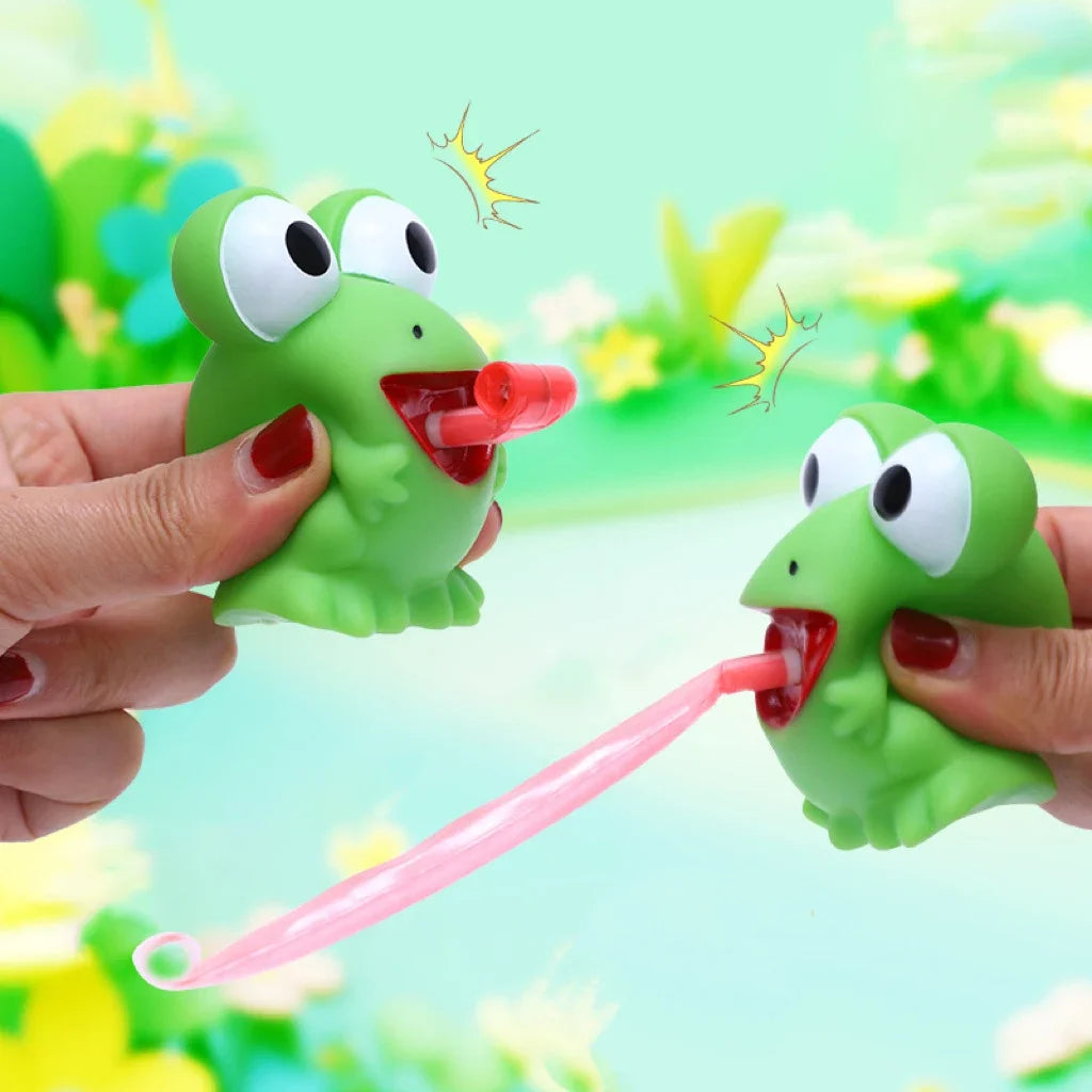 Fidget Decompression pinch toy Creative Frog Dinosaur Sticking Tongue Out Relieve Stress Children Fun Squeeze Interactive Toys