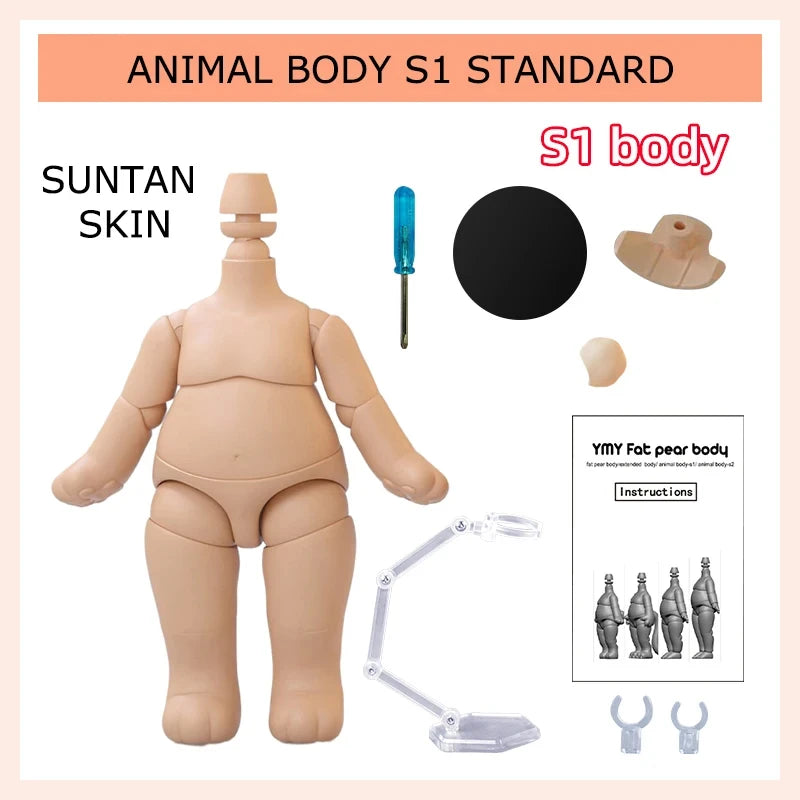 NEW YMY Doll Cat Hand Animal Body Fat Body with Tail Ob11 Body Joint for Gsc Head,1/12bjd,Obitsu 11 Boy Girl Toy Accessories
