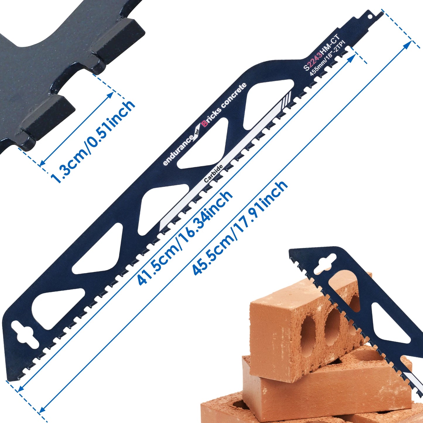 Demolition Masonry Reciprocating Saw Blade Hard Alloy Blade for Cutting Brick, Wood, Metal, PVC Tube, Porous Concrete, Hand Tool