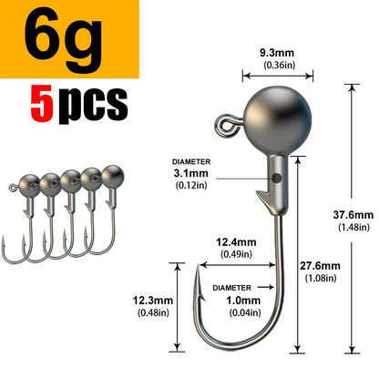 WODJYJ 1g 2g 3g 4g 5g 7g 8g 10g 14g 20g 28g jig head hook for fishing tackle ,rig soft worm hook crank lure bait hook
