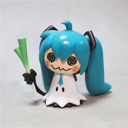 In Stock Anime Hatsune Miku Q Pikachu Model Figure Green Onion Pvc Action Figures Collection Model Classic Toys Kids