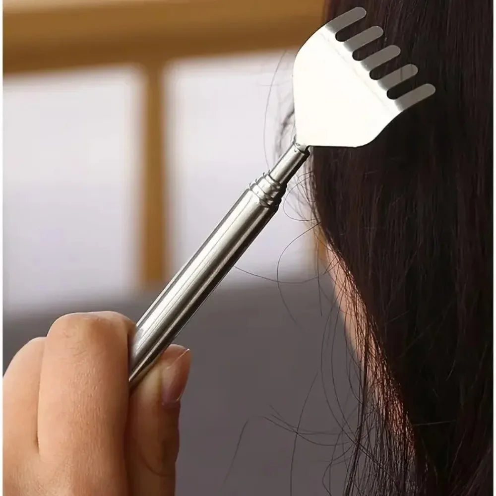 Practical Telescopic Pocket Scratching Massage Kit Stainless Steel Scratcher Handy Pen Clip Back Scratcher Relax Back Massager